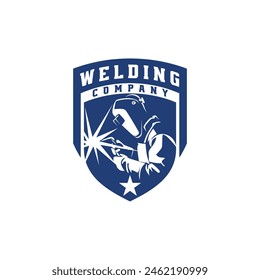 Welding Company Service Training Badge Logo Design Vector Template