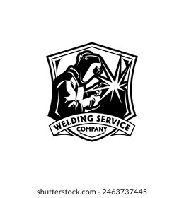 Welding Company Service Training Badge Logo Design Vector Template