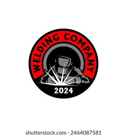 Welding Company Service Training Badge Logo Design Vector Template