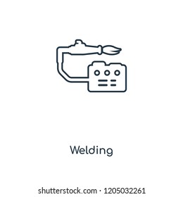 Welding concept line icon. Linear Welding concept outline symbol design. This simple element illustration can be used for web and mobile UI/UX.