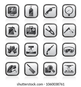 Welding and construction tools icons - vector icon set