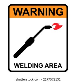Welding danger technology icon, metal tool equipment symbol, safe weld vector illustration .