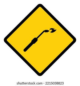 Icono de tecnología de peligro de soldadura, símbolo de equipo de herramientas metálicas, ilustración vectorial de soldadura segura.