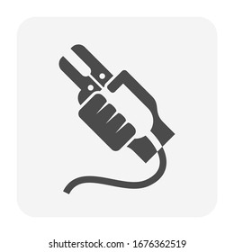 diseño de icono del vector de la antorcha de soldadura en blanco.