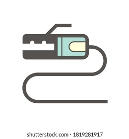 Icono del soporte del electrodo de soldadura. También se denomina vara de soldadura. Utilícelo para sujetar electrodo recubierto y conectar con el soldador accionado por el motor por cable para el proceso de soldadura de arco para unir metal por electricidad.