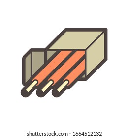 Welding electrode icon. Also called stick. Consist of metal wire and coated by electrode. Used in welding process to join metal to metal by electricity i.e. fabrication, construction, pipeline welding