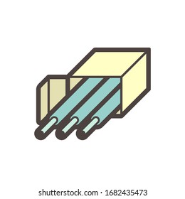 Welding electrode icon. Also called stick. Consist of metal wire and coated by electrode. Used in welding process to join metal to metal by electricity i.e. fabrication, construction, pipeline welding