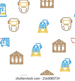 Welding Engineering Vector Seamless Pattern Color Line Illustration