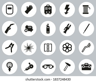 Welding & Welding Equipment Icons Black & White Flat Design Circle Set Big