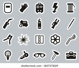 Welding & Welding Equipment Icons Black & White Sticker Set Big