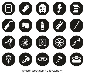 Welding & Welding Equipment Icons White On Black Flat Design Circle Set Big