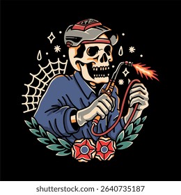 Welding FIre Head Vector welder logo tshirt