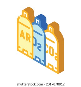 welding gases argon, oxygen, carbon dioxide isometric icon vector. welding gases argon, oxygen, carbon dioxide sign. isolated symbol illustration