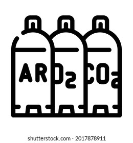 welding gases argon, oxygen, carbon dioxide line icon vector. welding gases argon, oxygen, carbon dioxide sign. isolated contour symbol black illustration
