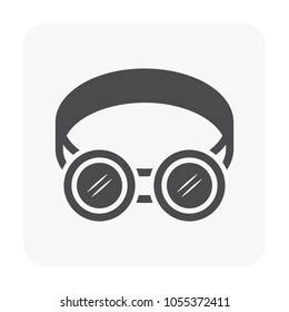 Welding goggles or safety glasses vector icon. Eye protection tool or personal protective equipment. To protect and safe eye by plastic, glass or lens from hazards. For welder, worker in metal work.