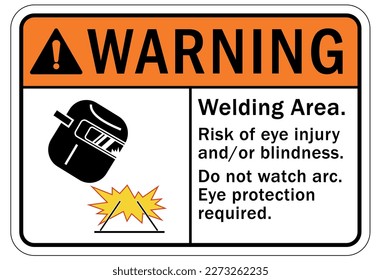 Welding hazard sign and labels