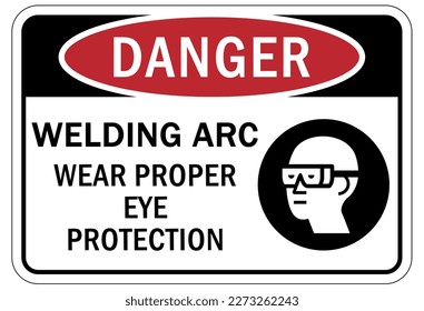 Welding hazard sign and labels