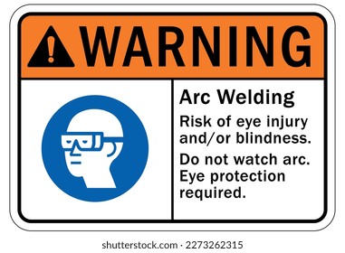 Welding hazard sign and labels