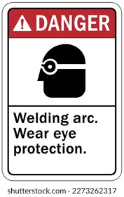 Welding hazard sign and labels