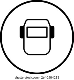 Welding helmet icon in a circle, safety equipment for industrial work