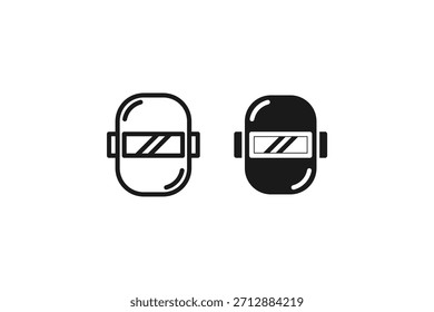 Esquema y plano del icono del casco de soldadura