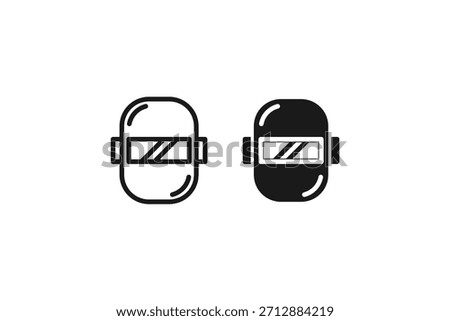welding helmet icon outline and flat