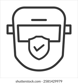 Welding Helmet Icon Vector Illustration Outline
