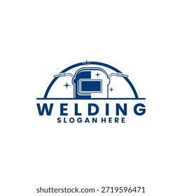 Capacete de solda para design de logotipo de soldagem. Modelo de vetor de design de logotipo de solda