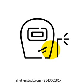 Casco de soldadura. Icono de línea de dibujo de píxeles perfecto, modificable