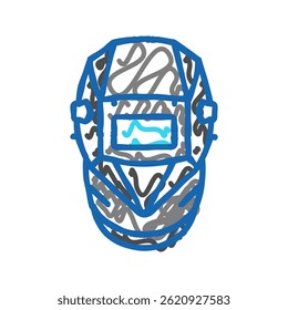 welding helmet ppe protective equipment doodle icon sketch vector. welding helmet ppe protective equipment sign. isolated symbol illustration