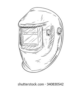 Welding helmet. Sketchy vector illustration