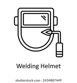 Welding Helmet  vector outline icon design illustration. Manufacturing units symbol on White background EPS 10 File