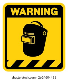 Welding Helmet Warning Sign, Vector Illustration, Isolate On White Background Label.EPS10