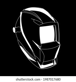 welding helmet white on black background