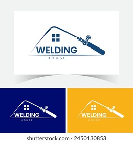 Welding House Logo Design Template. Workshop Logo Design Template. Workshop retro logo with wrench, screwdriver. Service work, repair label or logo. Tools concept.