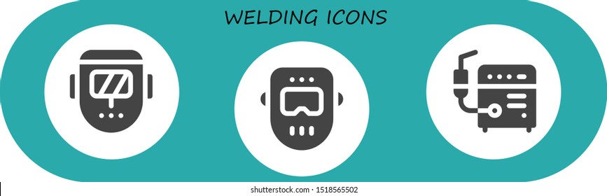 welding icon set. 3 filled welding icons.  Simple modern icons about  - Welder