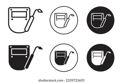 Welding icon set. welder safety mask web pictogram.