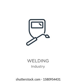 Welding icon. Thin linear welding outline icon isolated on white background from industry collection. Line vector sign, symbol for web and mobile