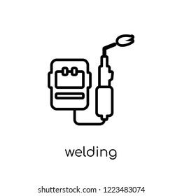 Welding icon. Trendy modern flat linear vector Welding icon on white background from thin line Construction collection, editable outline stroke vector illustration