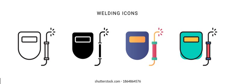 welding icon vector with different style design. isolated on white background