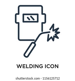 Welding icon vector isolated on white background, Welding transparent sign , line symbol or linear element design in outline style