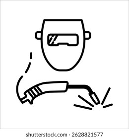 Welding icon. Vector icon isolated on black and white background.