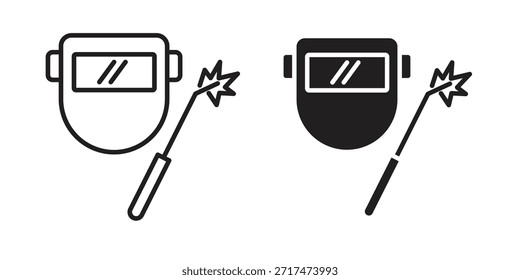 Iconos de soldadura. Píxel perfecto. Icono de contorno de Vector. Concepto de logotipo plano.