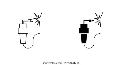 Welding icons. stroke line and black solid icons