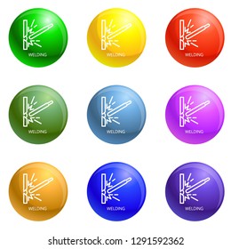 Welding icons vector 9 color set isolated on white background for any web design 