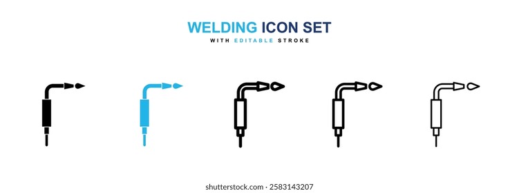 Welding icons vector collection in black and blue colors on white background