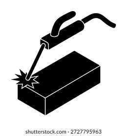 Soldadura con hierro Vista isométrica Silueta. aislado. Elemento de icono de material de trabajo industrial de Ilustración vectorial. Ideal para su uso como icono, Diseño gráfico de Web y conceptos de infografía  