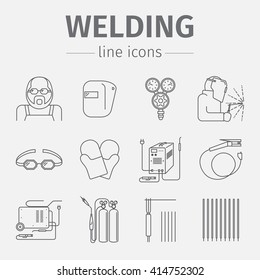 Welding line icon set. Vector illustration.