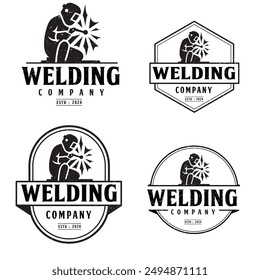 welding logo design with editable vector file