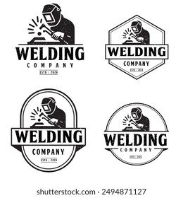 welding logo design with editable vector file